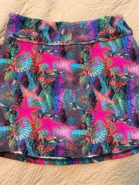 Dona Jo Multicolored Sea Star Shakira Skirt Skort 13.5" Size 1 Small